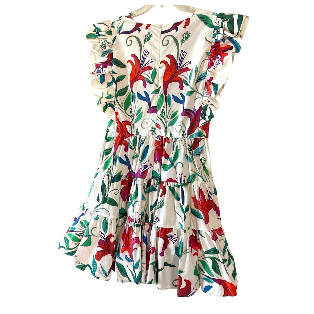 La DOUBLEJ Honeybun Women's Size Large Floral Cotton Tiered Mini Dress Italy NEW - Picture 15 of 16